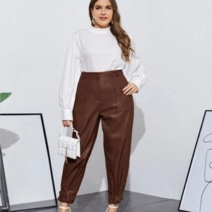 Shein plus women's vegan leather pants